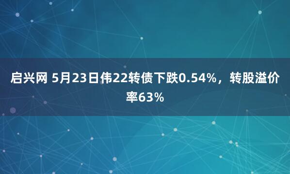 启兴网 5月23日伟22转债下跌0.54%，转股溢价率63%
