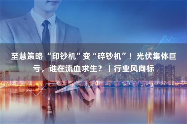 至慧策略 “印钞机”变“碎钞机”！光伏集体巨亏，谁在流血求生？丨行业风向标